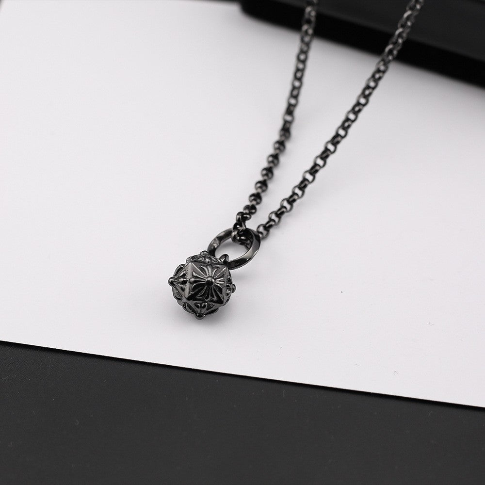 Chrome Hearts retro black cross flower meteor hammer pendant