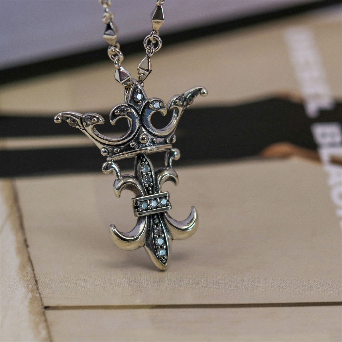 Chrome Hearts old crown anchor diamond pendant