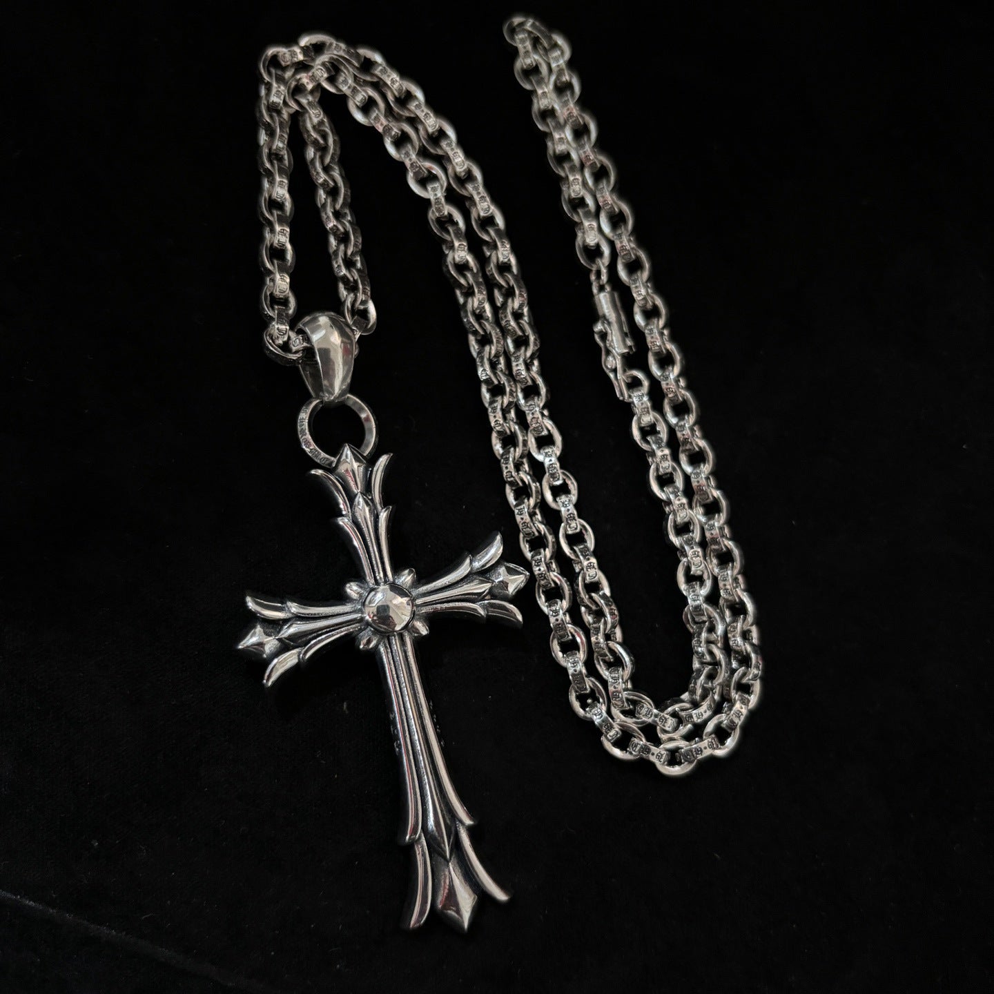 Chrome Hearts large double-layer cross letter chain pendant
