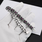 Chrome Hearts Red Diamond Cross Flower Pink Sapphire Plus Bracelet